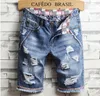 Unique Mens Ripped Denim Shorts Vintage Fashion Designer Washed Knee Length Jeans 2019 Scratched Hip Hop Short pants Trousers 780