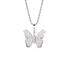 Hip Hop Diamond Stone Charm Butterfly Pendants Necklace Jewelry 18K Real Gold Plated Men Women Lover Gift9062790