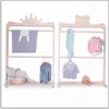 Children Cabinets Bear and crown double pole floor solid wood roller hanger children's clothing store display racks decoration rack