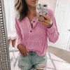 Nouveau 2019 à la mode femmes pull couleur unie Sexy col en v tricots à manches longues décontracté coton tricoté pull Sweatershirt Tops1