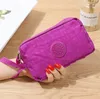 5pcs Coin Purses Women Canvas Sport Letter 3 Layer Zipper Square Phone Clutch Bag Mix Color