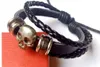 Harajuku skull head leather bracelet punk pirate ghost head multi-layer woven leather men and women hand jewelry gifts