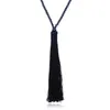 New Designer Long Tassel Pendant Necklaces High Quality Artificial Crystal Bead Chain Necklaces for Women 10 Colors