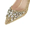 ¡Novedad de 2020! Zapatos de tacón alto fetiche de 6cm para mujer, zapatos de tacón de cristal de aguja para novia, zapatos de tacón elegantes para mujer, zapatos de boda dorados con purpurina