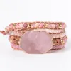 YGLine Natursten 5 Wraps Handgjord Boho Pink För Kvinnor Armband Dropshipping J190703