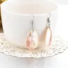 Teardrop Charm Earrings Pink and White Paua Shell Jewellery Natural Mother of Pearl Shells 5 Pairs