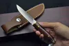 Small Survival Straight Hunting Knife 440C Satin Blade Full Tang Rosewood Handle Fixed Blade Knives With Leather Sheath