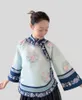 Lente zomer chinese stijl jas traditionele vrouwen kleding jas retro uit één stuk stijl platte gesneden grote mouw cheongsam korte qipao top