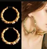 New Ethnic Style Big hip hop bamboo hoop earrings punk gold plate hot sale circle earrings for women Hip hop Jewelry Free Shipping