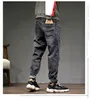 Fashion-2019 High Street Fashion Hommes Jeans Loose Fit Sarouel Bleu Gris Couleur Punk Style Hip Hop Jogger Jeans Pour Hommes Pantalon Cargo