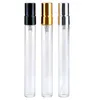 TOP 5ML 10ML Flacon vaporisateur en verre transparent Vide Atomiseur de parfum rechargeable clair avec bouchon en argent doré Flacons en verre d'échantillon portable LX6452