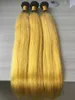 Ombre Hair Extension Black and Yellow Hair Weft Weves Brazylian Sily Prosty Bundles