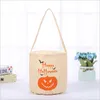 Halloween Candy Bags Night Glow Canvas Candy Sack Bag Pumpkin Witch Print Bucket Catoon Kids Canvas Gift Handbag for Halloween Party LT1441