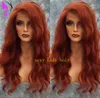 Hand Tied High Temperature Fiber Hair Wigs Long water wave wig Auburn Copper Red Synthetic Lace Front Wig