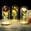 Dekorativa Blommor Kransar Simulering Rose LED Lampa Tyg Konstglas Täckt Atmosfär Ljus Alla hjärtans dag Födelsedaggåva Hem Hantverk
