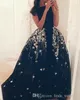 2019 Noir avec des appliques surjupes robe de soirée pas cher une ligne tulle longue arabe vêtements de cérémonie robe de soirée sur mesure, plus la taille