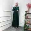 Muçulmano Veludo Maxi Vestido Abaya Inner Completo Longo Vestidos Vestidos Sashes Túnica Jalabiya Médio Oriente Ramadã Árabe Islâmico