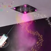 Pommeau de douche musical Bluetooth, en acier inoxydable 304, cascade, robinets de pluie, plafond de salle de bains, panneau de pomme de douche LED coloré