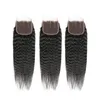 Cheveux humains brésiliens 3 paquets avec fermeture à dentelle 4X4 produits de cheveux raides crépus trames de cheveux 10-28 pouces avec fermeture couleur naturelle