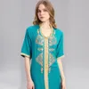 Dames Islamitische Kleding Maxi Lange Mouw Lange Jurk Marokkaanse Kaftan Borduurwerk Jurk Vintage Abaya Moslim Roostjurk Hijab Stijl J190430