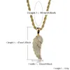 18K Gold White Gold Iced Out CZ Zirconia Lovers Angel Wing Necklace Chain Hip Hop Feather Wing Rapper Jewelry Gifts for Co4182758