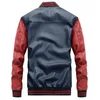 Bomber Jacket Men Embroidered Leather Pu Coats Warm Fleece Pilot Jackets Men's Stand Collar Casual Outerwear Top Jackets