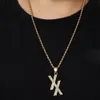 Men's Iced Out XX Pendant Necklace Bling Bling with 3mm 24inch Rope Chain Hip Hop Jewelry Fashion accessories