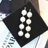 New Trendy Elegant Tassel Big Simulated Pearl Long Earrings Pearls String Statement Crystal Dangle Earrings For women Wedding Jewelry Gift