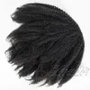 Brasileño Natural Negro Rizado 4C 120g Cola de caballo Cutícula Alineada Banda elástica Cordón Cola de caballo Extensión del cabello humano virgen