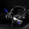 K5 Gaming Earphones Over-Ear Gaming Wired Headphones Surround Stereo Noise Reduction with Mic LED Light for PC Tablet Device In retail Box