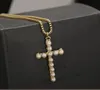 Ny! Pearl Cross Pendants halsband personlighet lång stil tröja kedja enkla vilda smycken xmas present mode 15st