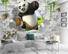 生きている3Dの壁紙森林壁のカスタムの屋根裏部屋の装飾シルクの壁紙からかわいいリラップクマ