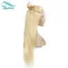 Brasiliansk Virgin Hair Silky Straight # 613 Blond Full Lace Wig med Baby Hairs Honey Blonde Pre Plucked Human Hair Lace Front Wigs