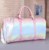 High quality gradient color fashion big flower men women travel bag duffle leather luggage handbags large capacity sport 50cm multicolor