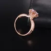 Anello di fidanzamento con diamante simulato di lusso da 2 ct Regalo di gioielli Design floreale Solido 100% argento 925 Anelli di nozze in oro rosa per le donne