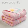 Couverture d'été en pur coton pour bébé, 90 à 100cm, literie pour tout-petits, couette à 6 couches en mousseline pour Newbons, serviette de bain en gaze baby deken1509515