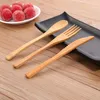 Bambú Tenedor de fruta de madera Cuchara desechable Cuchillo Recogida de alimentos Viaje Compostable Fiesta Picnic Cocina Suministros de Navidad Biodegradable a granel