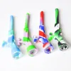DHL/Fedex Free 5.7 Inches Silicone Gun Shape Smoking Pipe Tobacco Hand Pipe with glass bow Oil Rig Factory Price