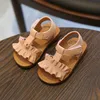 Claladoudou 12-16CM Kids Sandals 2019 Pink Beige Pure Summer Girls Sandal Ruffles Princess Shoes Anti-Slip Baby Sandal Toddler