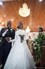 Elegante satijnen jurken Lange mouwen Chapel Train Simple Plus Size Custom Made Wedding 2020 Aficaanse bruidsjurk Vestido de novia
