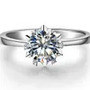 Blanco 18K plateó la joyería del copo de nieve NSCD anillo de diamante solitario de compromiso regalo de las mujeres de la plata esterlina mujeres del anillo de la joyería PT950 Enteros