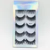 5 pares de cabelo de vison falso 3D, cílios postiços macios, cílios grossos, macios, feitos à mão, ferramentas de extensão de maquiagem para os olhos