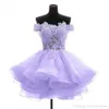 Off the Shoulder Short Organza Homecoming Party Dresses with Lace Beaded Crystals Graduation Gown Cocktail Party Gown