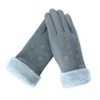 Fashion-Women Snowflake Gloves Winter Thicken Super Warm Full Fingers Gloves Faux Suede Mittens Luvas Feminina #RN