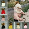 Kinderen gebreide beanie hoed kinderen elastische effen kleur winter warme skipap mode meisje zachte pompom bal hoed TTA1685