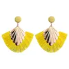 Wedding tassel earrings, bohemian fan tassel alloy hanging ladies bridesmaid stainless steel earrings