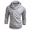 Fashion Winter Autumn Grey Black Mens Slim Fit Sexy Top Designed Hoodies Sweatshirts Long Sleeve Men's Clothing