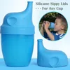 Silicone Sippy Lids Elephant Shaped Cup Cover Reuseable Lid Leakproof Cup for kids Water Bottle Brinkware Tools 5 Colors 20pcs DHW1083