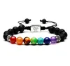 Yoga hecho a mano 7 Chakra árbol de la vida pulseras con dijes piedras de lava cuentas multicolores pulsera de cuerda mujeres hombres pulseras brazaletes GD38