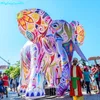 5m Inflatable Painting Parade Elephant Giant Colorful Inflated Tour Elephant with Coloured Drawings